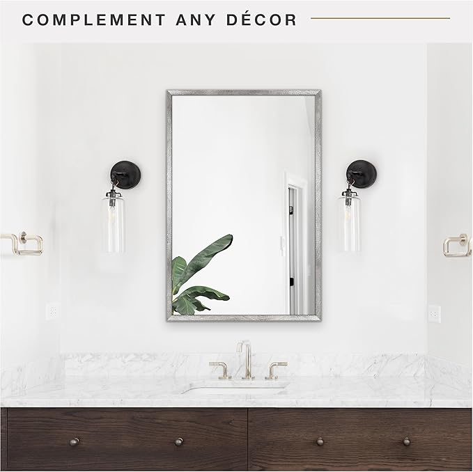 MCS Micro Rope Front Loaded Wall Mirror, (20x30, Brushed Nickel)