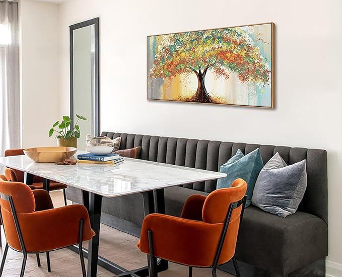 DJSYLIFE Tree Wall Art Canvas for Living Room, Framed Abstract Tree Pictures Wall Decor, Colorful Modern Large Painting for Bedroom Decoration, Home Office Artwork 20x40 Inch