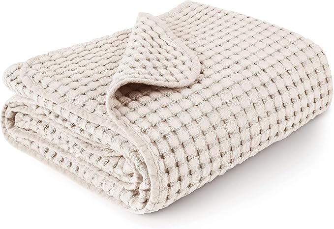 Konssy Waffle Baby Blanket - Soft & Cozy Nursery Swaddle Blanket, Lightweight Toddler Throw for Boys & Girls, Ideal for Wrapping (Oat)