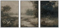 MUDECOR Framed Wall Art Print Set Vintage Landscape Subtle Forest and River in Earthy Tones Illustrations Modern Art Boho Decorative Colorful Chic for Living Room, Bedroom, Office - 24"x36"x3 White