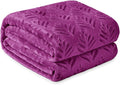 Exclusivo Mezcla Queen Size Fleece Blanket for Bed, Super Soft and Cozy Blankets All Season Use, Leaves Pattern, Plush Fuzzy Lightweight, Purple, 90x90 Inch