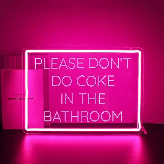 Neon Sign, Please Don't Do in The Bathroom Neon Signs for Wall Decor - Pink LED Signs for Home, Bathroom, Business, Club, Party - USB Powered Light Up Sign Decorations