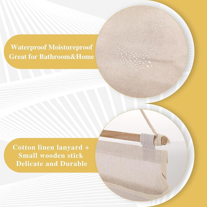Jeffdad Hanging Canvas Organizer, Wall Door Closet Hanging Storage Bag Organizer Wall Mount Storage for Bedroom Bathroom Office Kitchen(White)