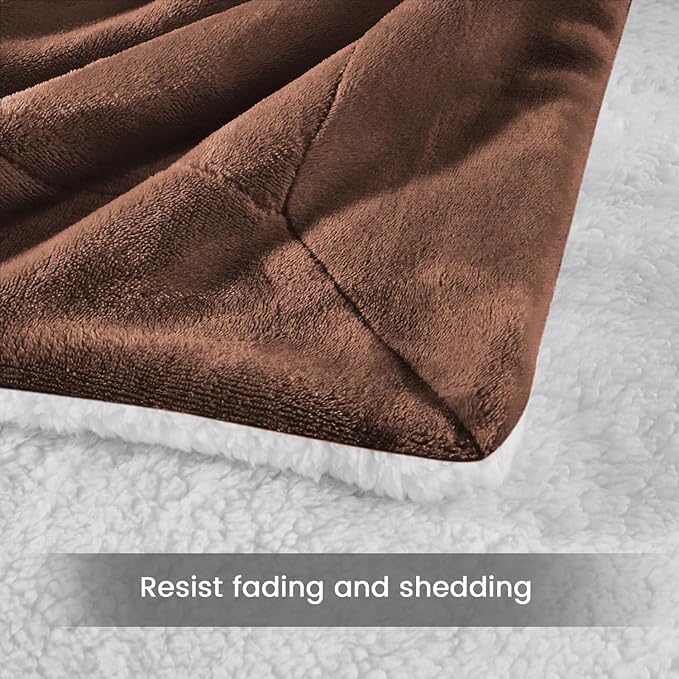 MOONLIGHT20015 Sherpa Throw Blanket - (Coffee, 50X60 Inches) Soft and Warm Blankets for Winter Thick, Fluffy and Plush Blanket for Bed, Sofa, Camping and Travel