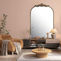 Vintage Baroque Gold Arched Mirror 24" x 36", Ornate Antique Wall Mirror with Metal Frame, Elegant Decorative for Entryway, Living Room, Bedroom, Hallway, or Bathroom Décor