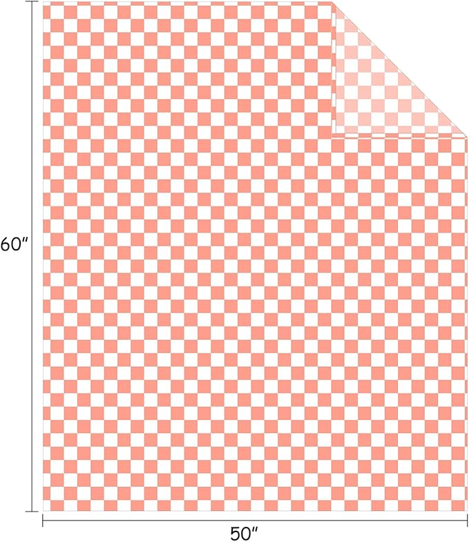 FY FIBER HOUSE Checkered Flannel Fleece Throw Blanket Soft Cozy Checkerboard Grid Print Chessboard Gingham Pattern Blankets for Bed Couch Sofa, 50"x60", Pink