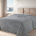 Richave Cuddly Queen Size Blanket, Premium Lightweight Anti-Static Fluffy Fleece Blanket with Striped Pattern, 90x90 Inches, Ash Grey