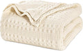 PHF 100% Cotton Waffle Weave Blanket King Size for Bed, Soft Lightweight & Breathable for Spring and Summer, All-Season Comfort, Luxury Aesthetic Blanket for Home Decor, 108"x90", Natural