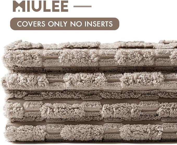 MIULEE Pack of 4 Light Brown Corduroy Decorative Throw Pillow Covers 20x20 Inch Soft Boho Striped Pillow Covers Modern Farmhouse Home Decor for Sofa Living Room Couch Bed