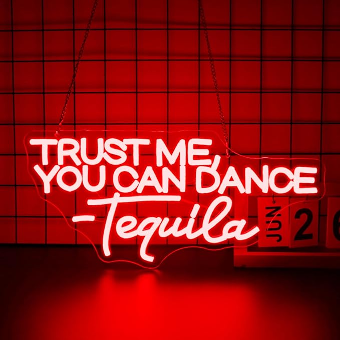 Neon Sign, Trust Me You Can Dance Neon Signs for Wall Decor Neon Red LED Signs Room Neon Light Up Signs Home Decor for Business Bedroom Club Party Bars Shop USB Operated