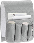 uxcell 1 Pcs Recliner Armchair Caddy, Couch Armrest Organizer with 5 Pockets for Bedside Sofa Remote Control Holders Magazine Phone Book Glasses (Gray, 35"x13")