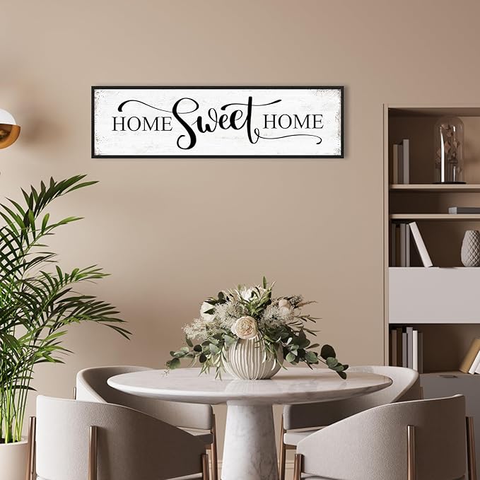 Home Sweet Home Wall Decor Above Bed 16"x48" Framed Large Bedroom Signs Decor for Master Family Room Living Room Dining Room,Modern Farmhouse Ructic Home Sign Behind Couch Wall Decor