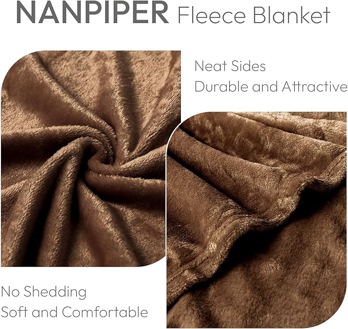 NANPIPER King Size Blanket - Lightweight Soft Fleece for Adults All-Season Coffee Brown 90"x108"