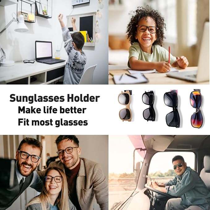 Sunglass Organizer 6 Pack, Glasses Holder & Eyeglass Holder for Eyewear, Sunglasses, Reading Glasses. Sunglass Holder for Home, Office, Car, Driver, Workshop. Glasses Accessories (Grey)