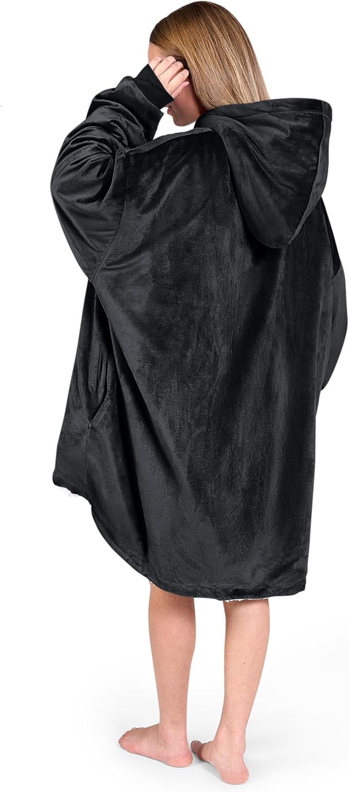 Bare Home Wearable Blanket Hoodie - Soft Plush Sherpa - Warm and Cozy - Oversized Wearable Blanket - Adult & Kid Sizes