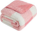 LURKA Checkered Sherpa Fleece Throw Blanket – Soft and Cozy, Medium Weight for All Season, Plush Throw for Couch, Bed, Dorm & Pets, Powder Pink, 60x80 Inches