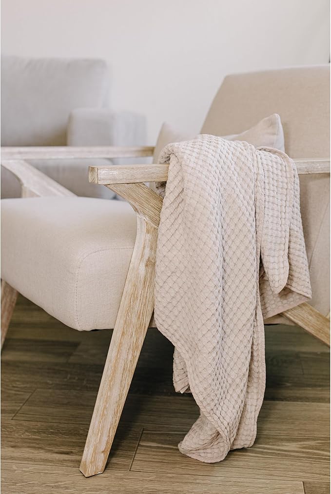 Konssy Waffle Baby Blanket - Soft & Cozy Nursery Swaddle Blanket, Lightweight Toddler Throw for Boys & Girls, Ideal for Wrapping (Oat)