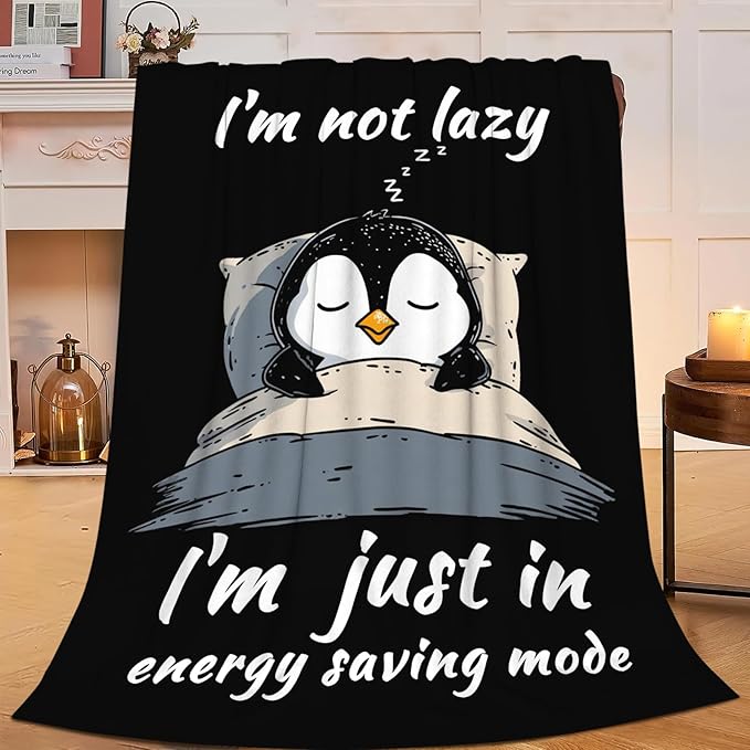 Penguin Blanket for Girls Women Boys Men Adults Kids Soft Cozy Fleece Sleeping Penguin Throw Blankets Gifts Warm Flannel Plush Lightweight Decor for Couch Bed Sofa 80"X60"