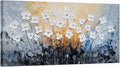 SYGALLERIER White Flower Canvas Wall Art - Hand Painted 3D Oil Paintings - Black Blue Pictures for Living Room Farmhouse Dinning Room Decor
