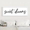 Sweet Dreams Wall Decor Above Bed 42''×15'' Large Bedroom Sign Farmhouse Wood Framed Master Bedroom Guest Room Decoration (White)