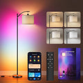 Smart LED RGBCW Corner Lamp with Linen Lampshade Works with Alexa, Color Changing Standing Lamp with 16 Million DIY Colors, Music Sync, Tall lamp for Living Bedroom Room,APP/Voice/Remote Control