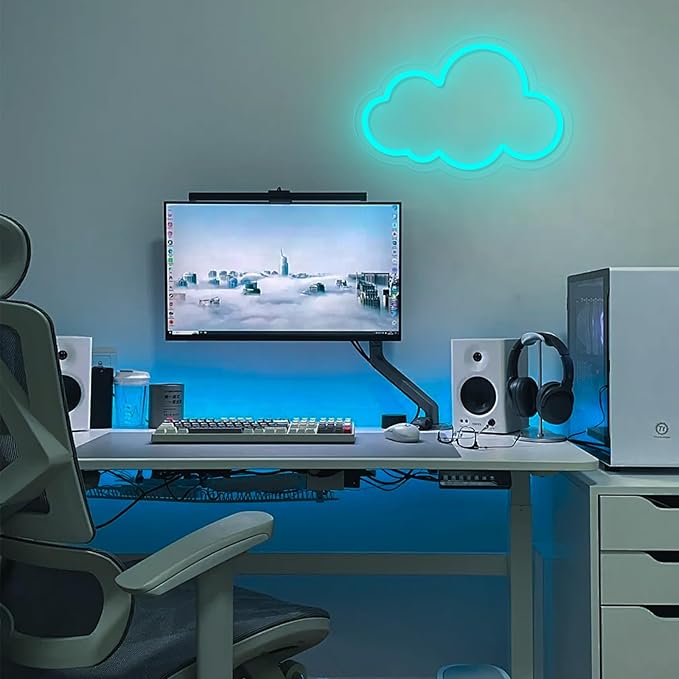 Cloud Neon Sign Cute Blue Clouds LED Light Sign for Wall,13 * 7.9in Dimmable USB Floating Clouds Light Up Sign for Living Room Kid Bedroom Nursery Birthday Christmas Wedding Party decor