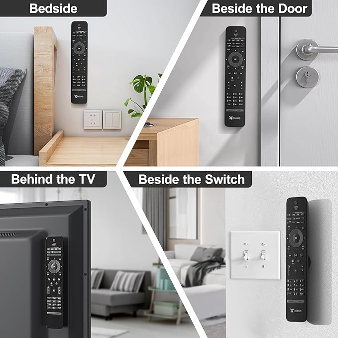 Magnetic Remote Control Holder Wall Mount, Self-Adhesive Bedside Caddy for TV Backside/Bedroom/Office/RV Home Organizer Storage(Black 8)