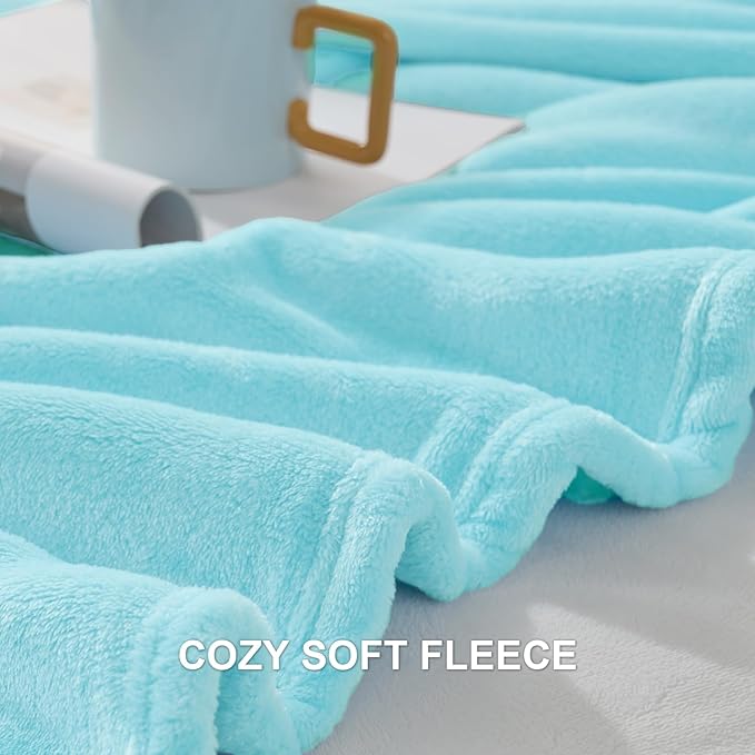 Hansleep Fleece Robin Egg Blue Full Blanket, Super Soft Flannel Fuzzy Plush Cozy Blanket for All Seasons, Robin Egg Blue, Full 84x90 Inches