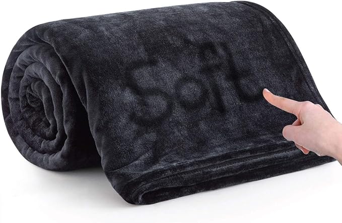 IR Imperial Rooms Fleece Blankets Queen Size 90x90 Inches - Super Soft Fluffy Black Throw Blanket for Sofa and Bed - Warm and Cozy Lightweight 400 GSM Microfiber Bed Throws Blankets