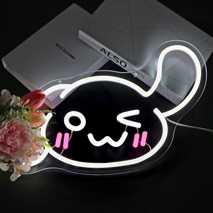 Neon Sign, FPLL Neon Signs for Wall Decor Cute Dog White LED Sign for Man Cave Game Room Home Decor Bar Beer Light up Signs - USB Powered