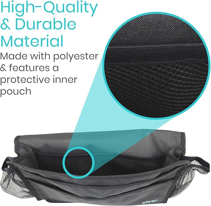 Vive Bedside Caddy - Bed Hanging Organizer - Storage Bag Shelf for College Dorm, Bedroom, Couch, Bunk - 8 Large Pockets with Charger Slots for Men and Women - Slides Under Mattress - Handle for Travel