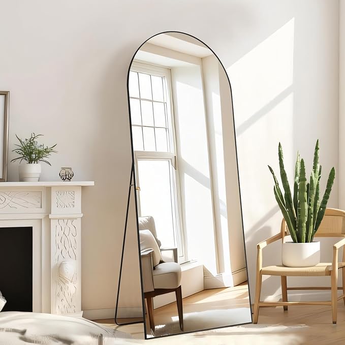 Mirror Full Length, Upgraded Body Wall Mirrors with Shatter-Proof Glass, Floor Standing, Hanging or Leaning, Tall Mirror with Stand Aluminum Alloy Frame for Bedroom Cloakroom