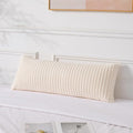 UGASA 14x36 Inch Pillow Cover Pack of 1 Soft Boho Stripe Corduroy Large Long Rectangular Lumbar Cushion Cover Farmhouse Decorative Throw Pillowcase for Bed, Couch, Sofa, Bedroom, Living Room, Cream