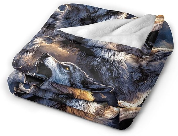 Wolf Blanket Gifts for Men Women - Super Soft Cozy Throw Blanket, Warm Fuzzy Plush Fleece Bedding Decor for Kids Adults Bed 50"X60"