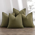 MIULEE Olive Green Linen Pillow Covers Pack of 4 Decorative Natural Solid Throw Pillow Covers Soft Accent Boho Farmhouse Couch Pillowcases Modern Spring Decors for Living Room Bed Sofa 20x20 Inch