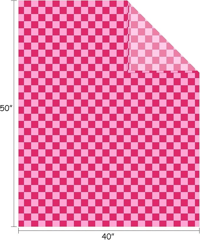 FY FIBER HOUSE Checkered Flannel Fleece Throw Blanket Soft Cozy Checkerboard Grid Print Chessboard Gingham Pattern Blankets for Bed Couch Sofa, 40"x50", Hot Pink