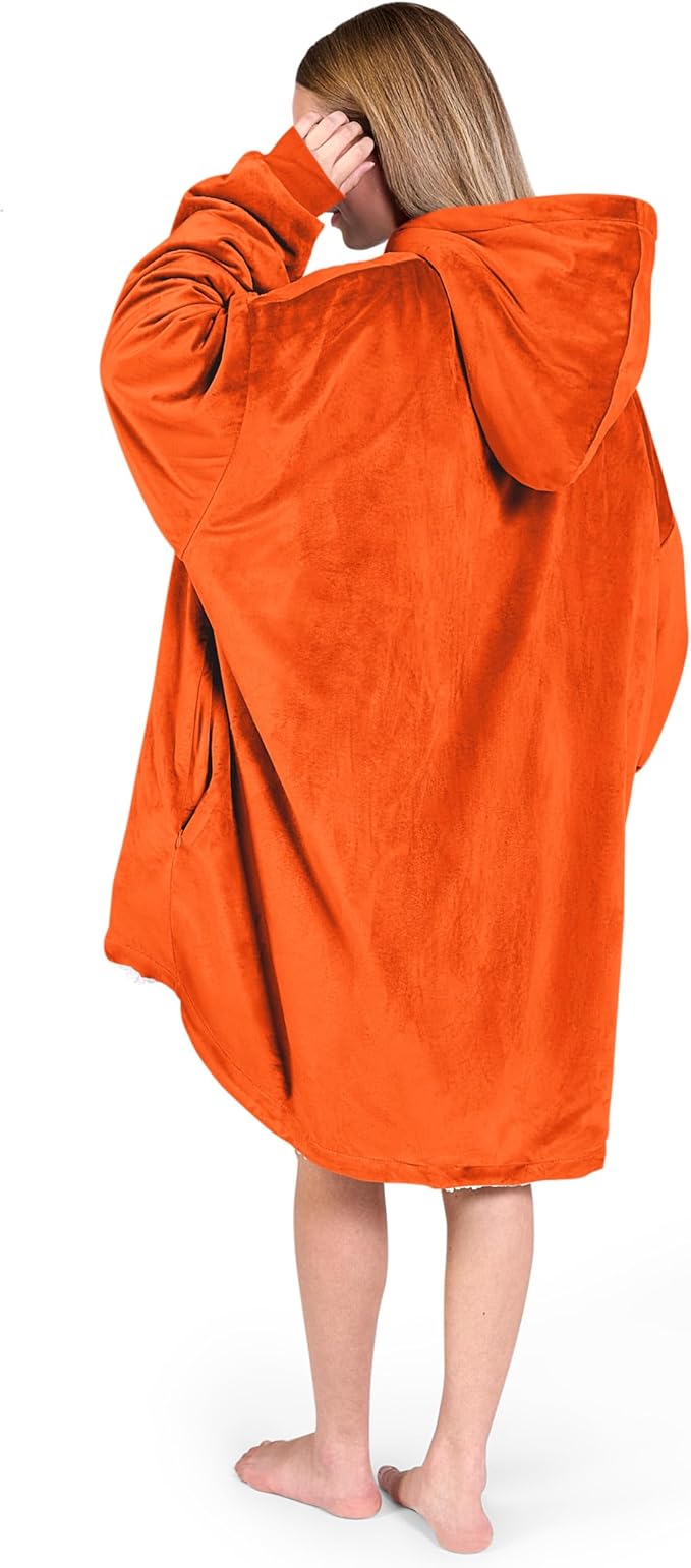 Bare Home Wearable Blanket Hoodie - Soft Plush Sherpa - Warm and Cozy - Oversized Wearable Blanket - Adult & Kid Sizes
