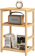 VASMIA End Table, 3-Tier Side Table with Storage Shelf, Bamboo Nightstand Bedside Table for Small Spaces, Bedroom, Living Room,Natural
