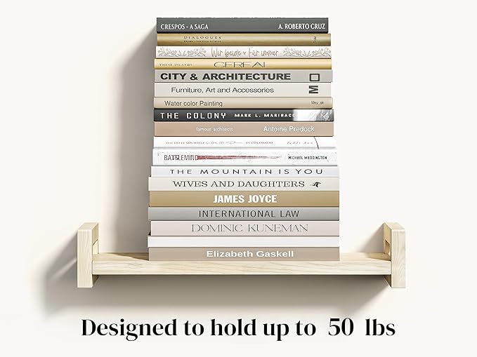 Vailando Floating Shelves for Wall, Set of 4 Solid Wood Wall Mounted Shelves, 16" Rustic Poplar Display Shelf for Bedroom, Living Room, Bathroom, and Kitchen Decor - Heavy-Duty & Natural Pine