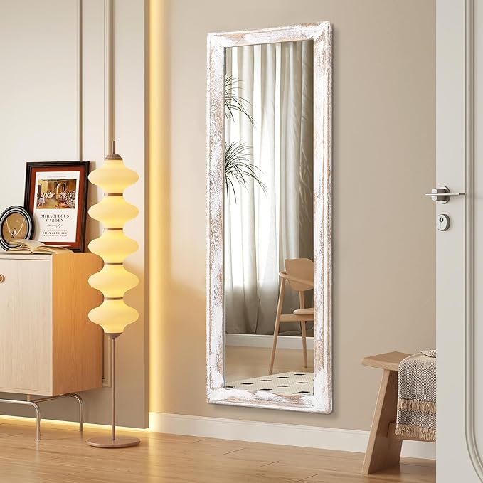 AAZZKANG Wall Mirror Full Length with Wood Frame 47"x16" Rustic Large Hanging Mirrors Decorative for Bedroom Living Room Bathroom Entryway Rectangular