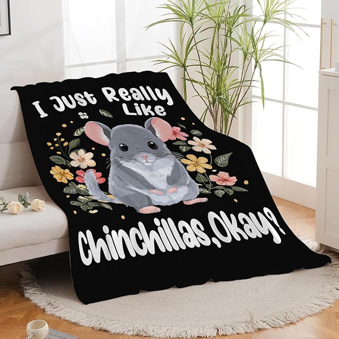 Chinchilla Blanket for Girls Women Boys Men Adults Kids Soft Cozy Fleece Chinchilla Throw Blankets Gifts Warm Flannel Plush Lightweight Decor for Couch Bed Sofa 60"X50"