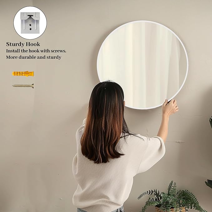 White Round Mirror 24 inch, 2 Pack White Circle Mirror, Round Bathroom Mirrors Metal Frame for Bathroom, Bedroom, Living Room, Hallway.