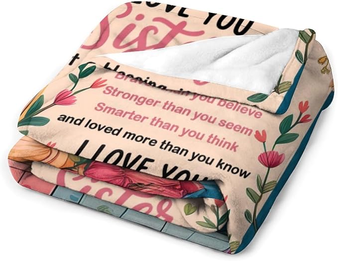 ITFRO Bonus Sister Gift Flannel Fleece Throw Blanket Pillow Cover Set 50x60 Inch Ultra Soft Polyester Blanket 18x18 Inch Plush Pillow Case All Seasons for Birthday Christmas (Colorful)