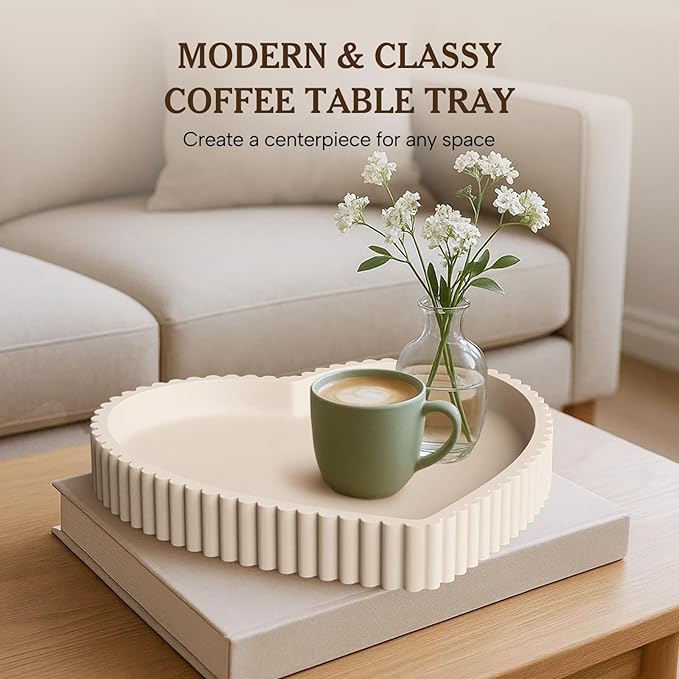 Heart Shape Decorative Tray for Coffee Table Decor, Concrete Tray Home Decor, Bandejas Decorativas, Heart Design Coffee Table Centerpiece