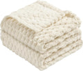 Vessia Flannel Fleece King Size Bed Blanket(108x90 inch), 3D Jacquard Cream Fuzzy and Warm Blanket for Adults, 300GSM Super Soft Touch Cozy Lightweight Ivory Home Decor for All-Season