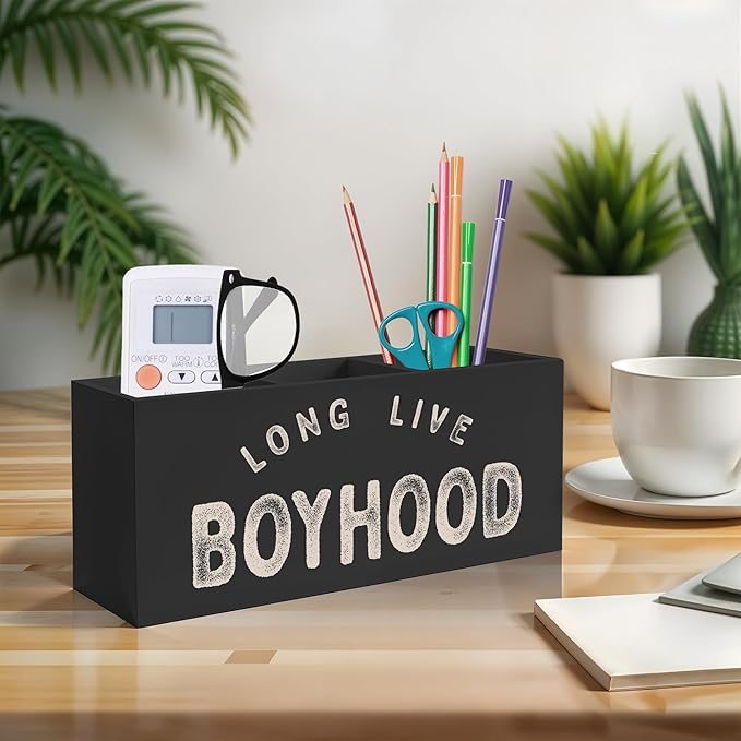 Long Live Boyhood Pen Pencil Crayon Holder for Boys, Kids Toothbrush Holder, Boys Room Decor, Back to School Gifts Essentials for Kids