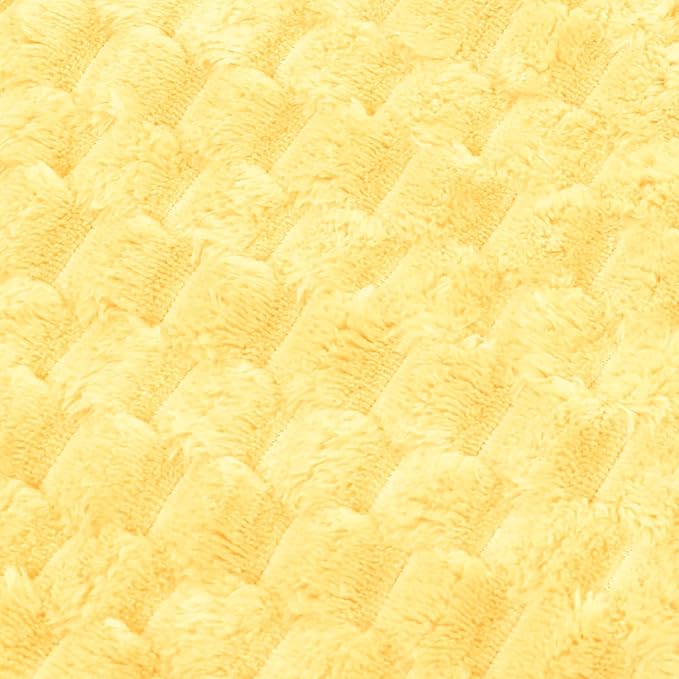 Vessia Flannel Fleece King Size Bed Blanket(108x90 inch), 3D Jacquard Light Yellow Fuzzy and Warm Blanket for Adults, 300GSM Super Soft Touch Cozy Lightweight Bed Decor for All-Season