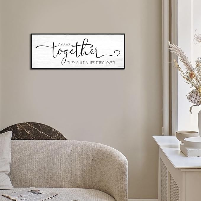 YPY And So Together They Built A Life They Loved Wall Decor 40''x15'' Couples Master Bedroom Over The Bed Wall Decor Sign Pictures Large Bedroom Wall Art Above Bed Farmhouse Quotes