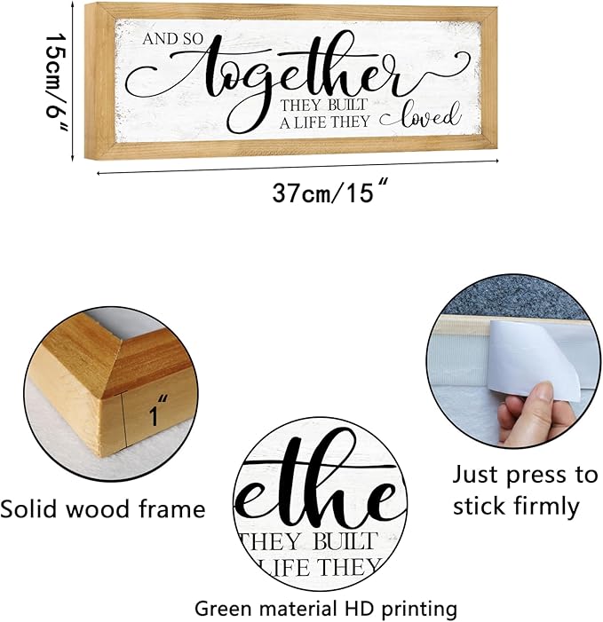 And So Together They Built a Life They Loved Sign: Master Bedroom Signs Wall Decor Above Bed Love Quotes Couples Wall Art Farmhouse Family Signs Hanging Rustic Wall Plaque Framed 6" x 15"