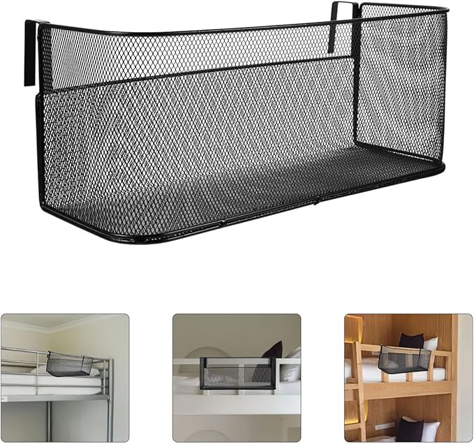Cabilock Hanging Storage Basket Bedside Organizer 14.76X6.49X6.10In Mesh Holder for Dorm Room Office Bedside Storage with Phone Book Snacks Pocket